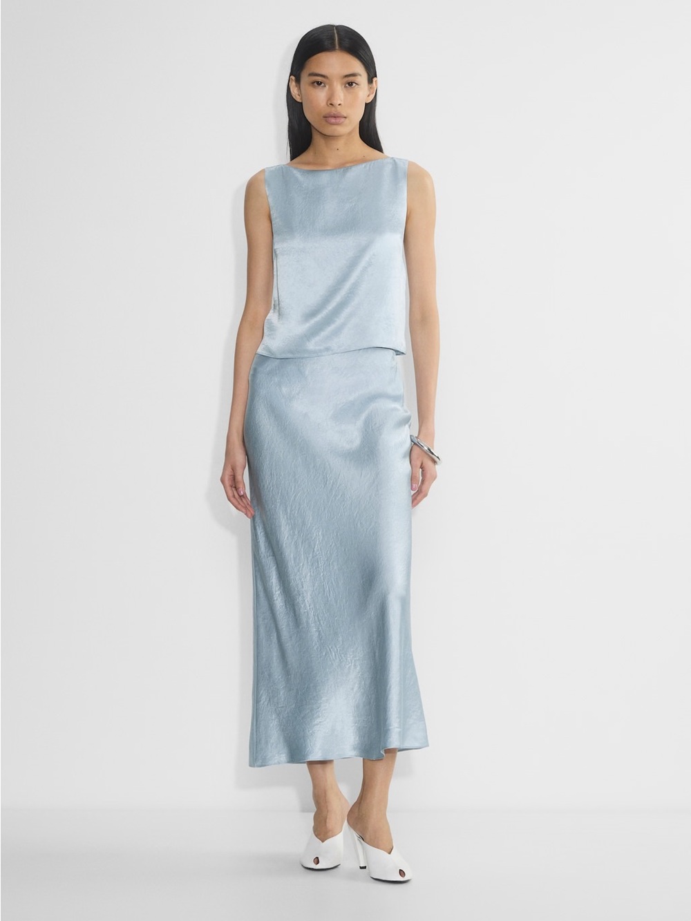 Aritzia Babton Slip Maxi Skirt in Dew Blue - like new - Size 12